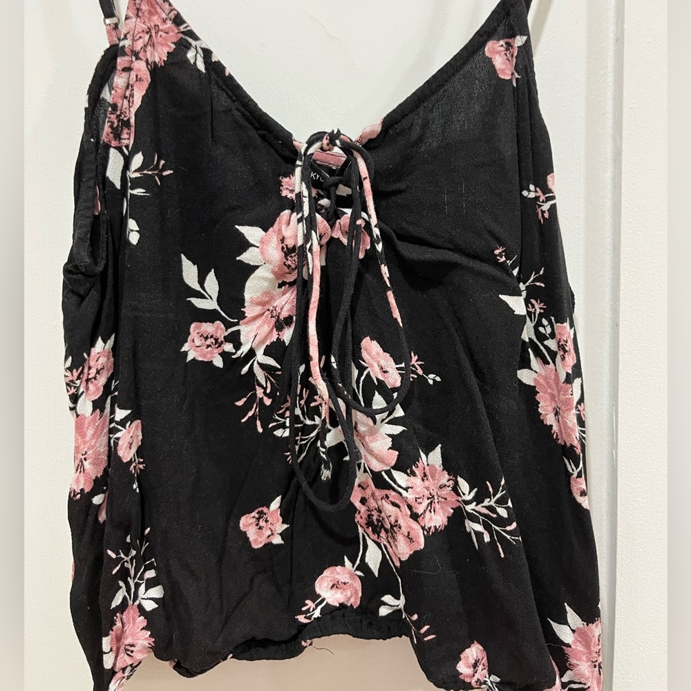 Floral Kendall & Kylie Lace Up Crop Top